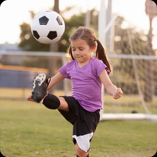 Girl kicking a football