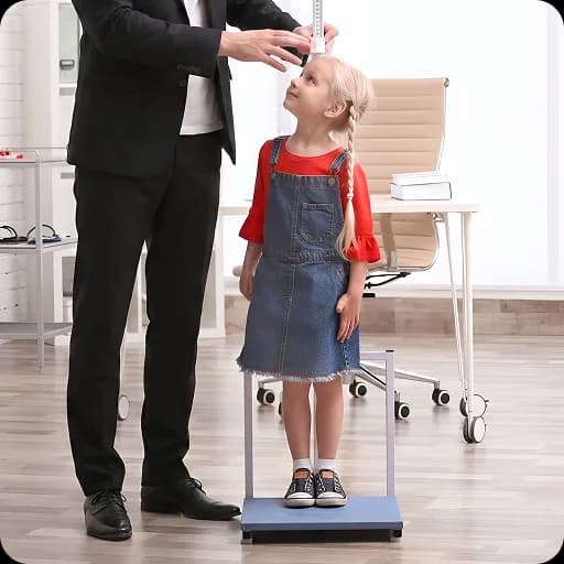 Young child standing on weighing scales