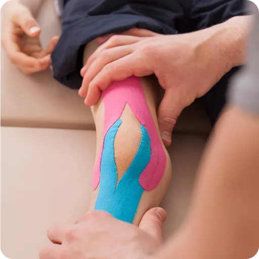 Child's knee with kinesiology tape