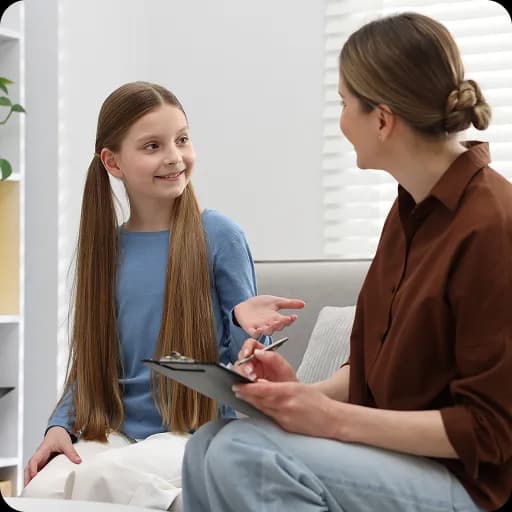 Girl talking with a therapist