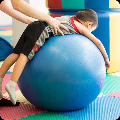 Child balancing on an exercise ball