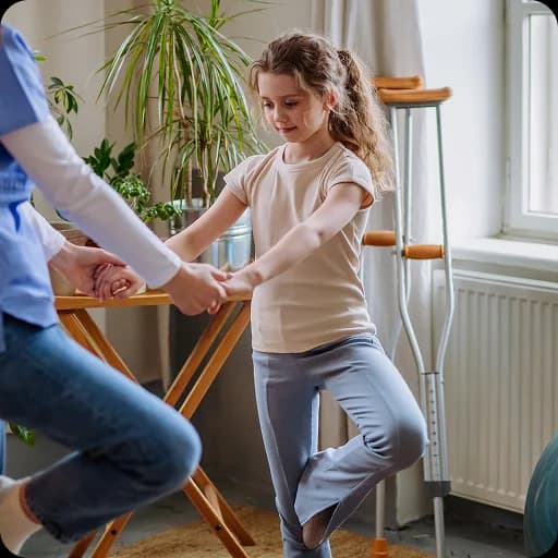Child doing exercises with a therapist