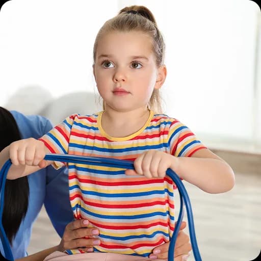 Girl sitting on a chair during an assessment