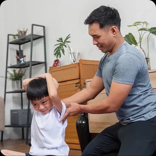 Therapist working with a young boy