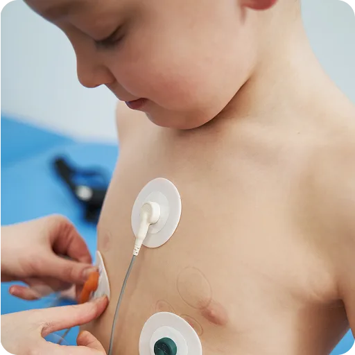 Child with ECG sensors on the chest