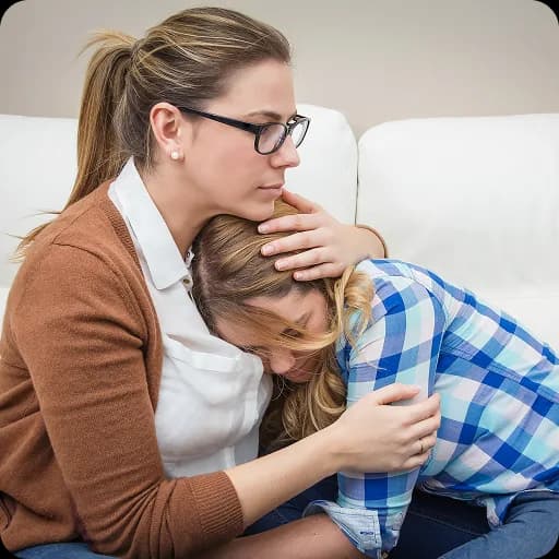 Mother comforting a child