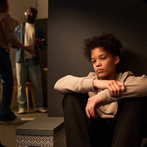 Teenager sitting alone looking sad