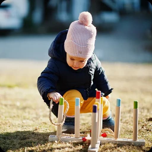 Toddler playing in a garden