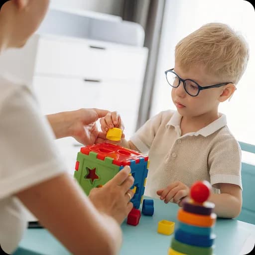 Toddler playing with stacking rings