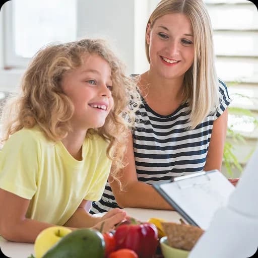 Mother and daughter eating a healthy meal