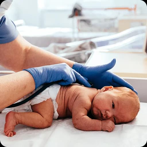Doctor examining a baby's hip