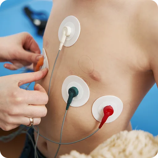 Child with ECG sensors on the chest