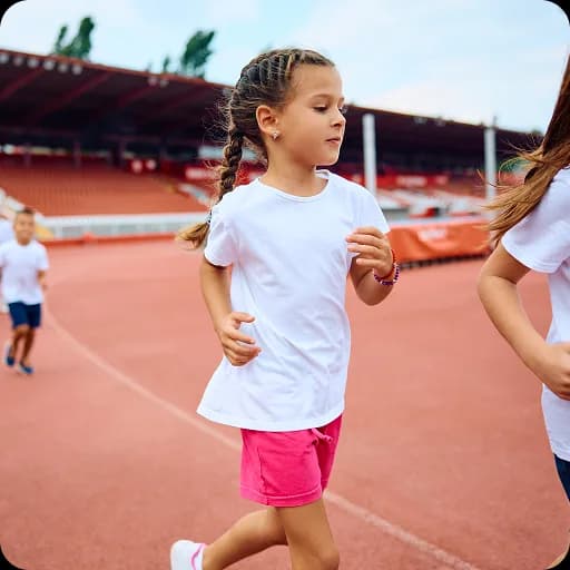 Girl running on an athletics track