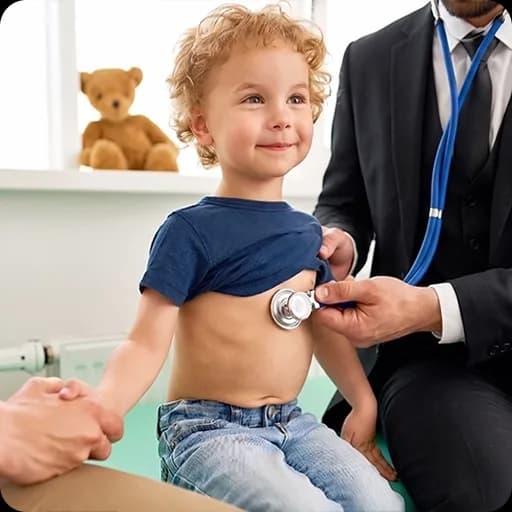 Paediatrician examining a toddler