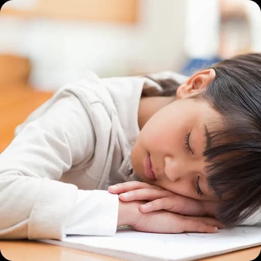 Child asleep at a desk